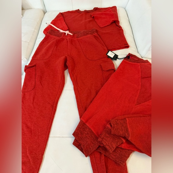 n:PHILANTHROPY Pants - n:PHILANTHROPY red Sweatpants & sweatshirt & top 3 piece holiday coord Set small